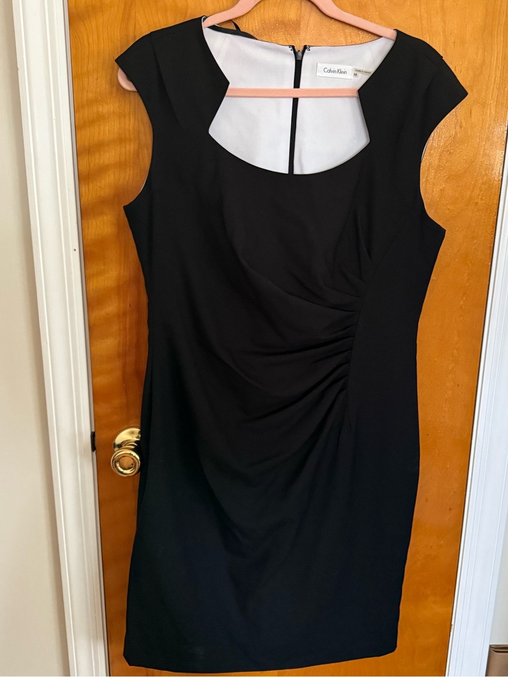Calvin Klein Black Cap-Sleeve Midi Sheath Dress